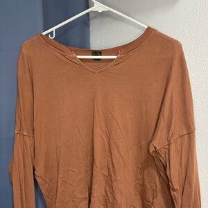 Casual Brown Long Sleeve Top
